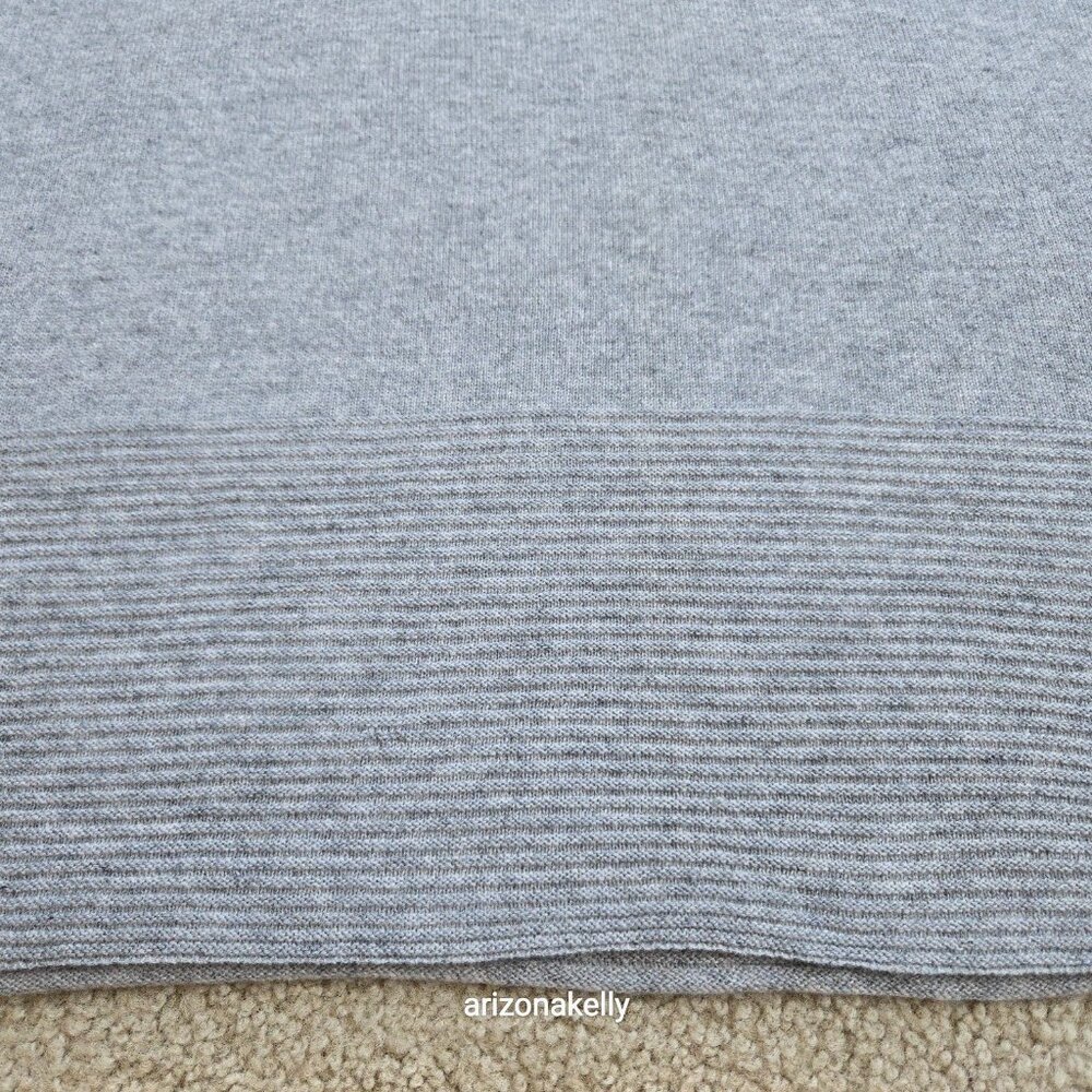Kinross Cashmere Grey Knit Scarf with Ribbing Detail on Ends - Picture 8 of 14